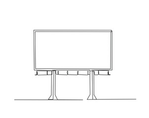 Blank outdoor billboard outline drawing illustration. one continuous line drawing of outdoor billboard.