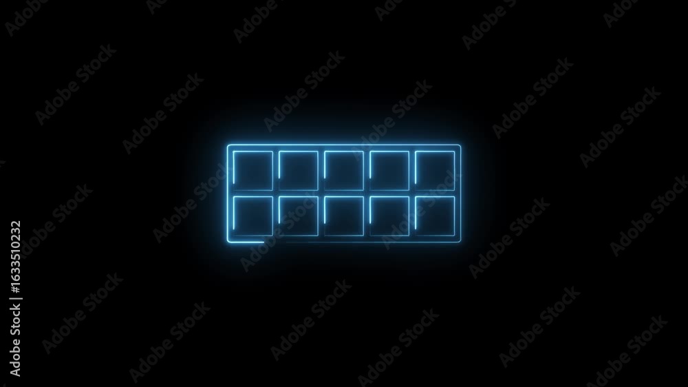Poster glowing neon blue grid icon abstract background futuristic technology interface element digital disp