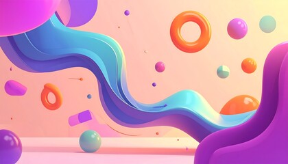 Fototapeta premium Modern flowing liquid design with colorful abstract shapes