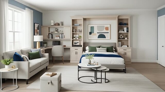 Modern Murphy Bed Home Office Space, Interior Design