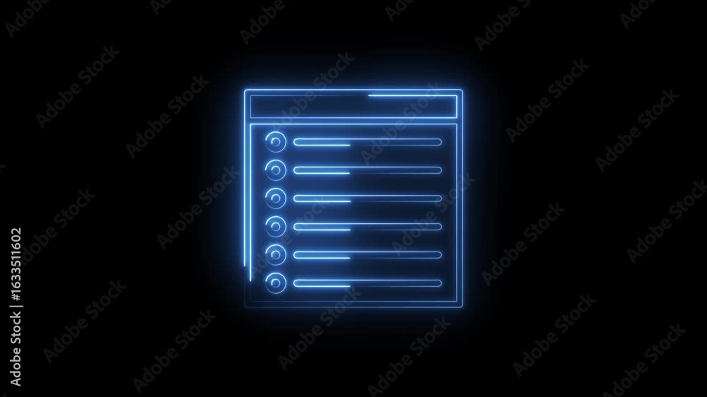 Aufkleber blue neon progress bar list interface element glowing on black background futuristic digital u i des