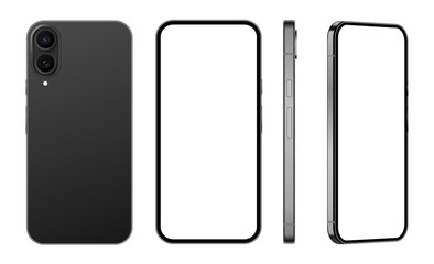 Realistic smartphone mockup. Mobile phone vector with isolated on white background. Device front view. 3D mobile phone with shadow. Realistic, high quality smart phone mockup for ui ux presentation.