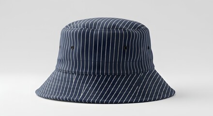 Navy Blue and White Striped Bucket Hat - Fashion Accessory