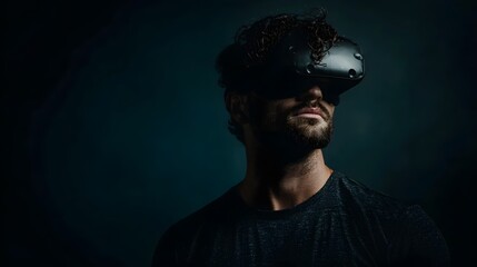 Man immersed in virtual reality experience with headset