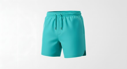 Teal Athletic Shorts Mockup on White Background