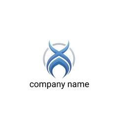 This logo features a modern and futuristic style symbol with a shape resembling a double helix or pattern that symbolizes growth and connectivity