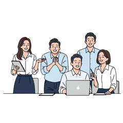 Happy Business Team Meeting Illustration.