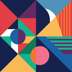 Obraz premium abstract background with geometric shapes design in three colors