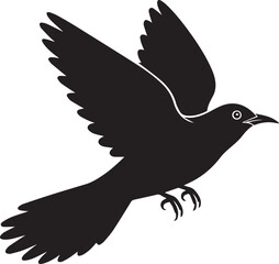 Obraz premium A flying eagle silhouette with spread wings, a black vector illustration of a wild bird in flight