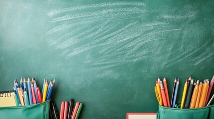 Green Chalkboard with Chalk
