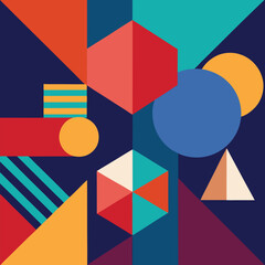 abstract background with geometric shapes design in three colors