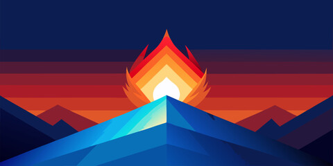 Dynamic fire and ice gradient banner with contrasting bright red and cool blue hues perfect for impactful advertising and modern design