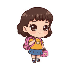 Cute Cartoon Schoolgirl