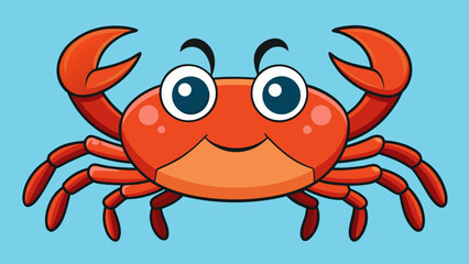 Fototapeta premium Vector illustration of a cute red cartoon crab or lobster, perfect for a seafood or marine life design