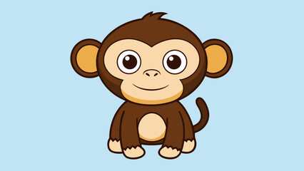 Obraz premium A fun cartoon illustration of monkey character isolated on a bule background