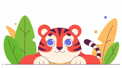 Fototapeta premium A fun cartoon illustration of a cute striped tiger 