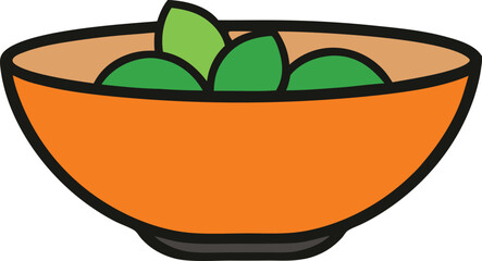 Orange bowl filled with green peas isolated on transparent background