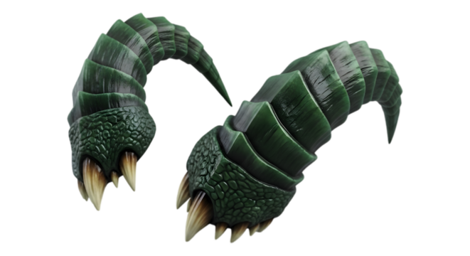 Green monster claws isolated on transparent background