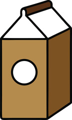 Brown carton with white circle isolated on transparent background