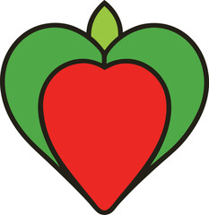 Heart shaped strawberry icon isolated on transparent background