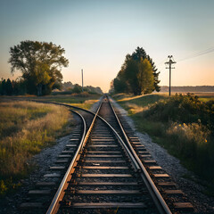 Obraz premium two crossing train tracks