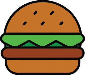 Simple icon of a cheeseburger isolated on transparent background