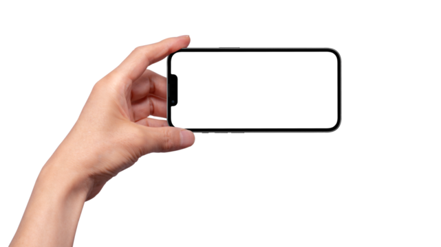 スマートフォンを片手で持つ人物の画像合成用素材