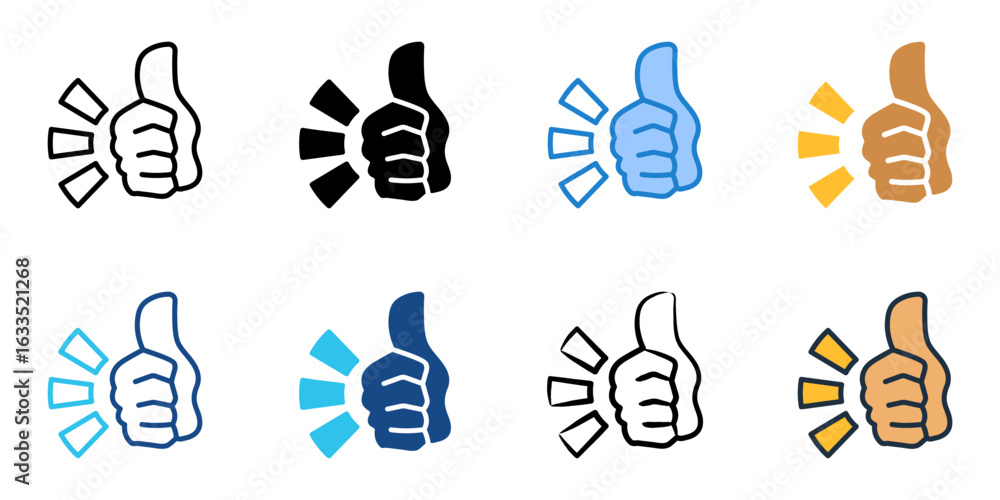Poster thumbs up icon set multiple style collection