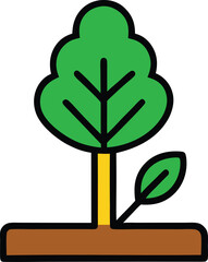 Green tree growing from soil isolated on transparent background