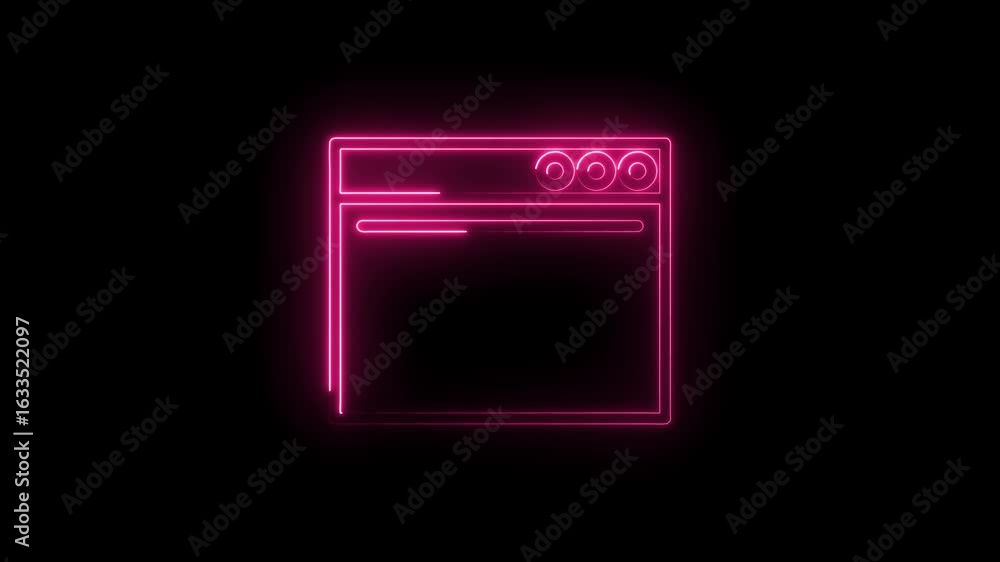 Poster glowing neon pink window interface icon with transparent background symbolizing digital technology