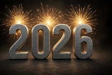 Stunning display of colorful fireworks lighting up the night sky marking the start of the new year 2026 with a sense of excitement and anticipation for the future