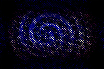Abstract Digital Spiral Composition with Geometric Elements and Neon Glow, Abstract blue spiral design with glowing circles and swirling light patterns, a blue and yellow circle dots 