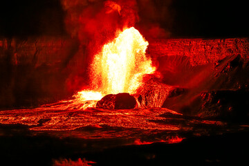 Lava fountains erupt from Halemaʻumaʻu crater during Episode 24 of Kīlauea Volcano's eruption on...
