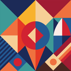 abstract background with geometric shapes design in three colors