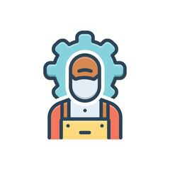 Color illustration icon for worker
