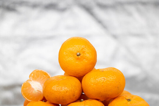 Ripe Orange or Citrus or tangerina and peeled fruit With clipping path