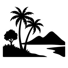 silhouette of a tropical island