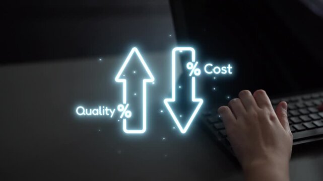 Business concept showing cost reduction and quality increase using Lean, Six Sigma, and Total Quality Management (TQM) to enhance efficiency, value, and customer satisfaction. Muxer