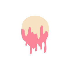 Melted flowing strawberry vanilla ice cream