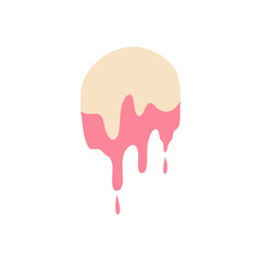 Melted flowing strawberry vanilla ice cream