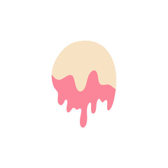 Melted flowing strawberry vanilla ice cream