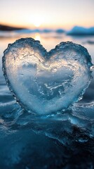 Fototapeta premium icebergs blue ice with large heart shaped hole
