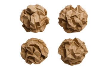 Four Textured Crumpled Paper Balls Displayed in a Grid Against a Stark Black Void