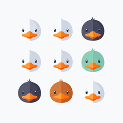 Fototapeta premium Minimal duck faces in flat style