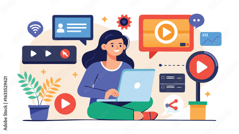 Poster a visual summary of video marketing, featuring multiple elements that emphasize the importance of vi