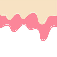 Melted flowing strawberry milk cream background. Vector illustration 