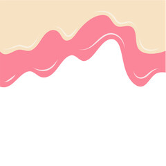 Melted flowing strawberry milk cream background. Vector illustration 