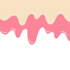 Melted flowing strawberry milk cream background. Vector illustration 