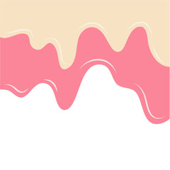 Melted flowing strawberry milk cream background. Vector illustration 