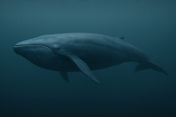 Obraz premium Calm Blue Whale Gliding Through the Deep Blue Sea